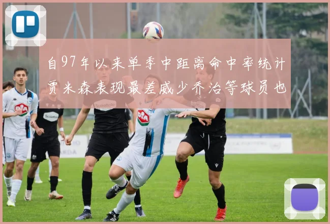 自97年以来单季中距离命中率统计贾米森表现最差威少乔治等球员也在榜上